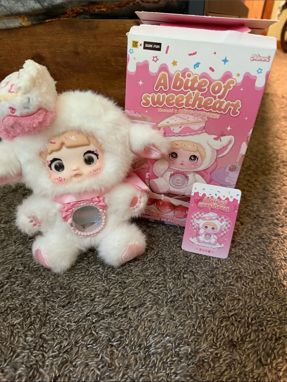 A Bite of Sweetheart Plush Doll in White and Pink